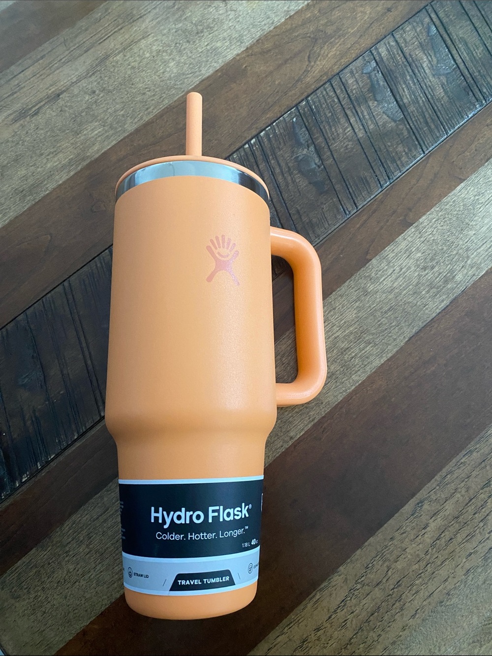 NWT Hydro Flask Orange Travel Mug with Handle and Straw